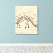 Stegosaurus Dinosaur Skeleton Script Paper Canvas Afdruk (Insitu (Houten vloer))