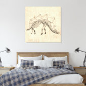 Stegosaurus Dinosaur Skeleton Script Paper Canvas Afdruk (Insitu (Slaapkamer))