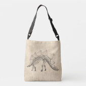 Stegosaurus Dinosaur Skeleton Script Paper Crossbody Tas (Achterkant)