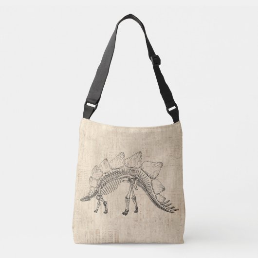 Stegosaurus Dinosaur Skeleton Script Paper Crossbody Tas (Voorkant)