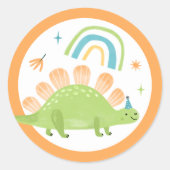 Stegosaurus Dinosaur Verjaardagsfeestgunsten Ronde Sticker (Voorkant)
