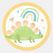 Stegosaurus Dinosaur Verjaardagsfeestgunsten Ronde Sticker (Voorkant)