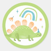 Stegosaurus Dinosaur Verjaardagsfeestgunsten Ronde Sticker (Voorkant)