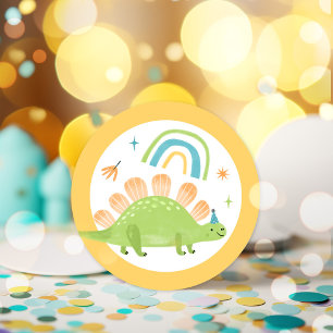 Stegosaurus Dinosaur Verjaardagsfeestgunsten Ronde Sticker