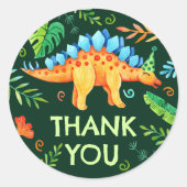 Stegosaurus dinosaurus dank u verjaardag ronde sticker (Voorkant)