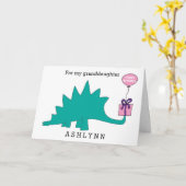 Stegosaurus Dinosaurus Verjaardag kleindochter Kaart (Gele Bloem)