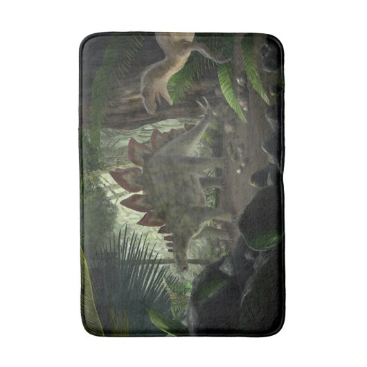 Stegosaurus en Deinonychus Dinosaurs Badmat (Voorkant Verticaal)