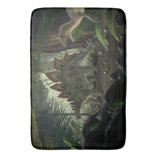Stegosaurus en Deinonychus Dinosaurs Badmat (Voorkant Verticaal)