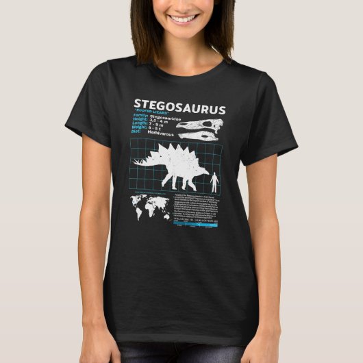 Stegosaurus Fact Sheet Dinosaur Facts T-shirt (Voorkant)
