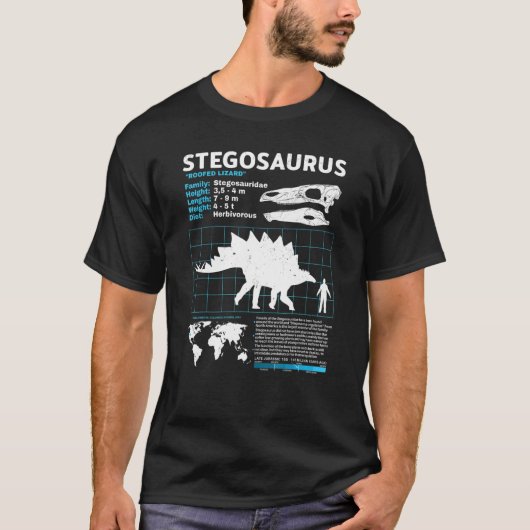 Stegosaurus Fact Sheet Dinosaur Facts T-shirt (Voorkant)
