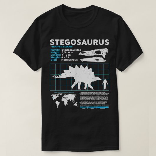 Stegosaurus fact sheet Dinosaur Facts T-shirt (Design voorkant)