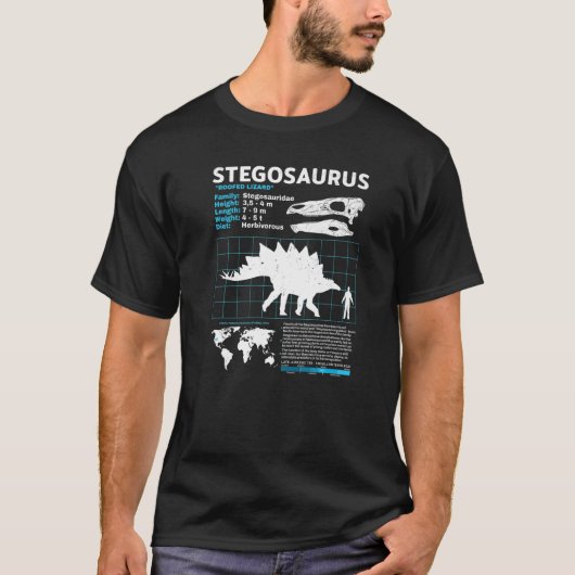 Stegosaurus Fact Sheet Dinosaur Facts T-shirt (Voorkant)