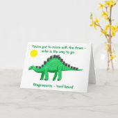 Stegosaurus green energy verjaarcard kaart (Gele Bloem)