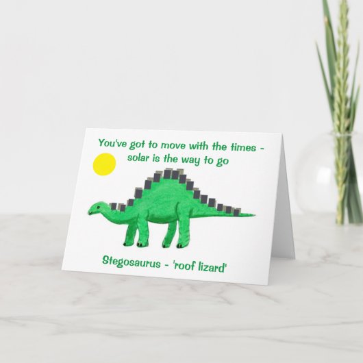 Stegosaurus green energy verjaarcard kaart (Voorkant)