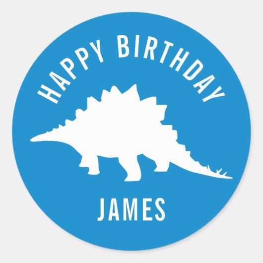 Stegosaurus Happy Birthday Party Sticker (Voorkant)