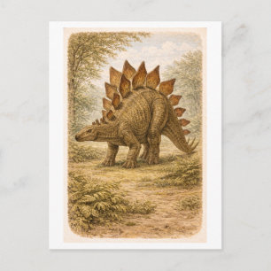 Stegosaurus-illustratie in vintage stijl briefkaart