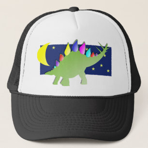 Stegosaurus in de nacht met maan en sterren trucker pet