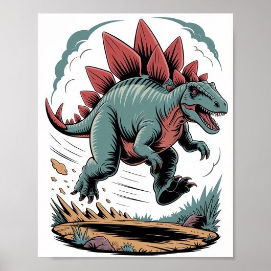 Stegosaurus op de vlucht poster (Voorkant)