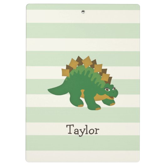 Stegosaurus op pastelgroene strepen klembord (Achterkant)