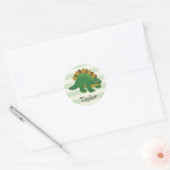 Stegosaurus op pastelgroene strepen ronde sticker (Envelop)