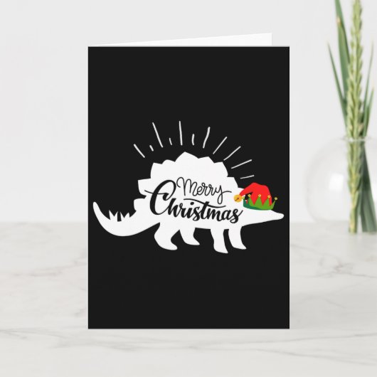 Stegosaurus Prettig Kerstfeest Grappige Dinosaurus Kaart (Voorkant)