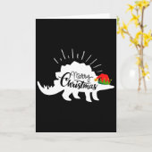 Stegosaurus Prettig Kerstfeest Grappige Dinosaurus Kaart (Gele Bloem)