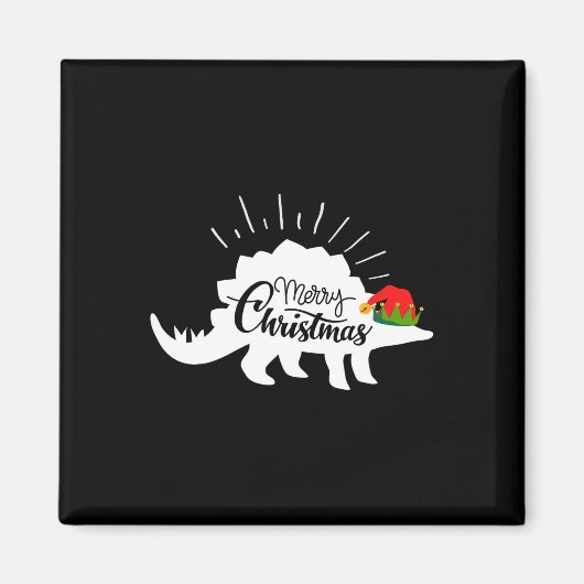 Stegosaurus Prettig Kerstfeest Grappige Dinosaurus Magneet (Voorkant)