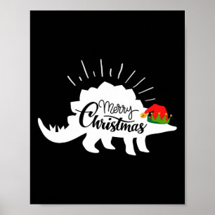Stegosaurus Prettig Kerstfeest Grappige Dinosaurus Poster