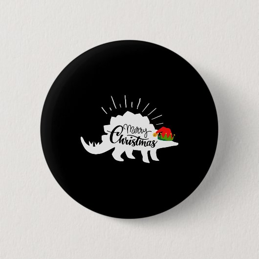 Stegosaurus Prettig Kerstfeest Grappige Dinosaurus Ronde Button 5,7 Cm (Voorkant)