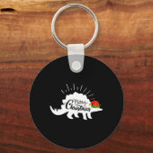 Stegosaurus Prettig Kerstmis Grappige Dinosaurus  Sleutelhanger (Voorkant)