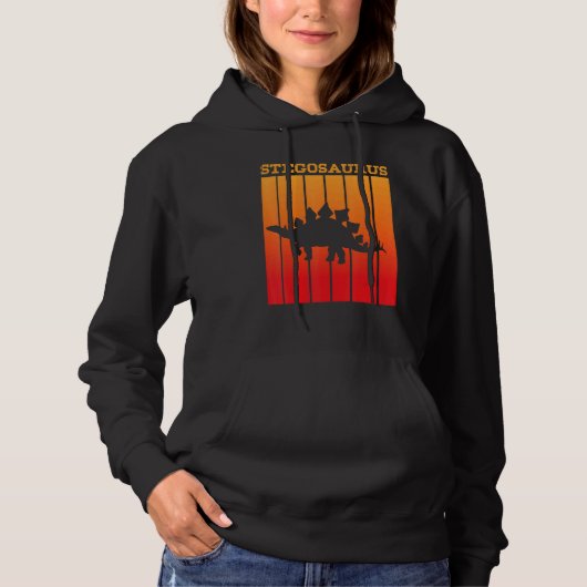 Stegosaurus Schaduw Silhouet Bij Zonsondergang Hoodie (Voorkant)