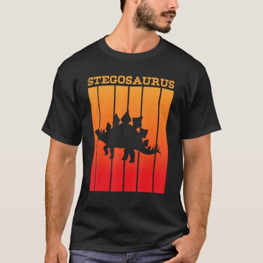 Stegosaurus Schaduw Silhouet Bij Zonsondergang T-shirt (Voorkant)
