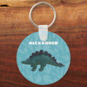 Stegosaurus Speelgoed Dinosaur Blue en Green Sleutelhanger (Voorkant)