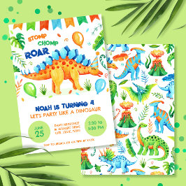 Stegosaurus Stomp Chomp en Roar Dinosaurus Verjaar Kaart