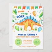 Stegosaurus Stomp Chomp en Roar Dinosaurus Verjaar Kaart (Voorkant)