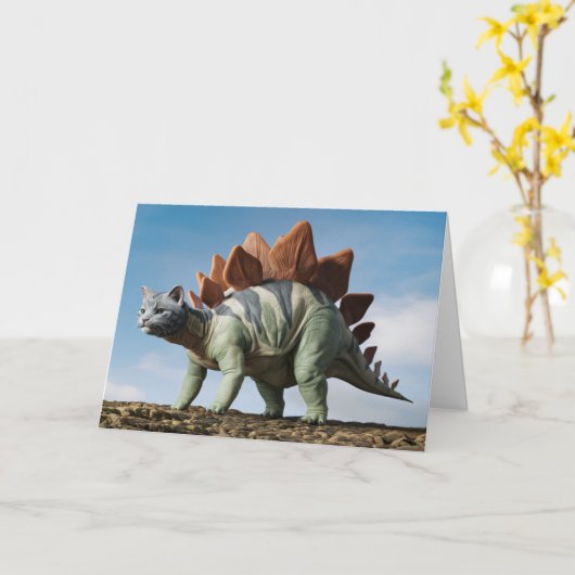 Stegosaurus Tabby Kaart (Gele Bloem)