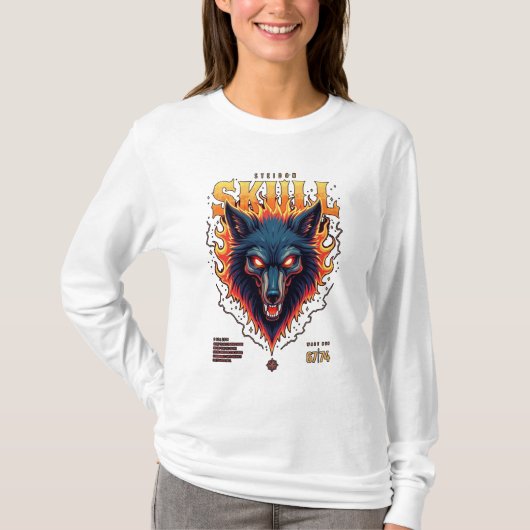 Steidon Skull - Flaming Wolf Head T-shirt (Voorkant)
