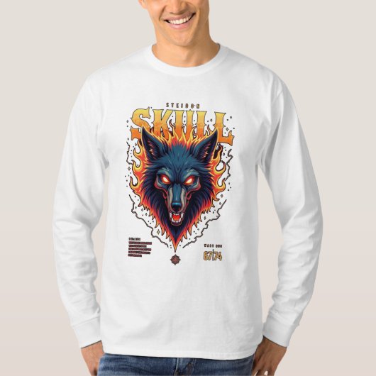 Steidon Skull - Flaming Wolf Head T-shirt (Voorkant)