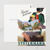Steiermark Styria Vintage Travel Poster teruggezet Briefkaart (Voorkant / Achterkant)