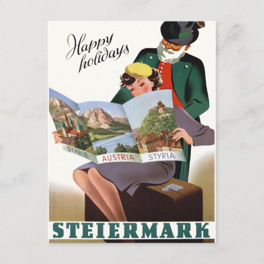 Steiermark Styria Vintage Travel Poster teruggezet Briefkaart (Voorkant)