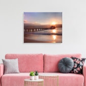 Steiger aan het strand bij zonsondergang, Hawaii Canvas Afdruk (Insitu (Woonkamer))