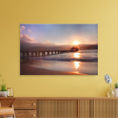 Steiger aan het strand bij zonsondergang, Hawaii Canvas Afdruk (Insitu (Woonkamer))