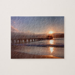 Steiger aan het strand bij zonsondergang, Hawaii Legpuzzel