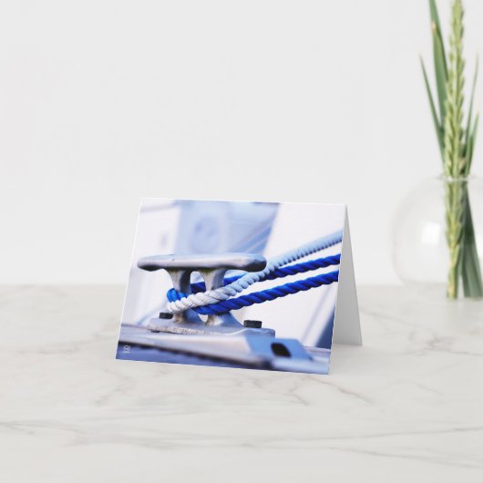 Steiger met bootkikker voor aanleggen in de haven. bedankkaart (Voorkant)