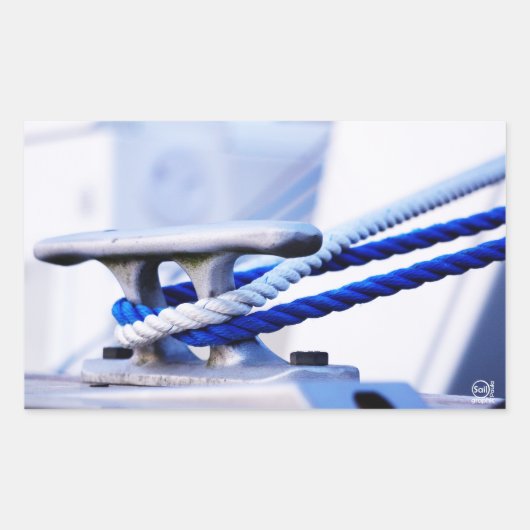 Steiger met bootkikker voor aanleggen in de haven. rechthoekige sticker (Voorkant)