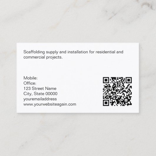 Steiger QR Code Zwart Wit Sinaasappel Visitekaartje (Achterkant)