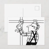 Steigerbouwer en Steiger Cartoon Briefkaart (Voorkant / Achterkant)