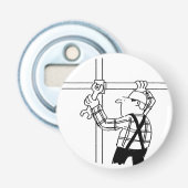 Steigerbouwer met Steiger. Bouwarbeider Button Flesopener (Voorkant)