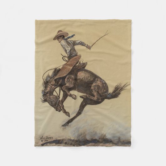 “Steigerend Paard” Westerse Kunst van Will James Fleece Deken (Voorkant)