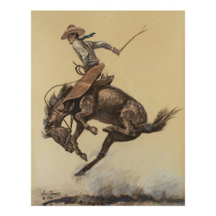 “Steigerend Paard” Westerse Kunst van Will James Foto Afdruk